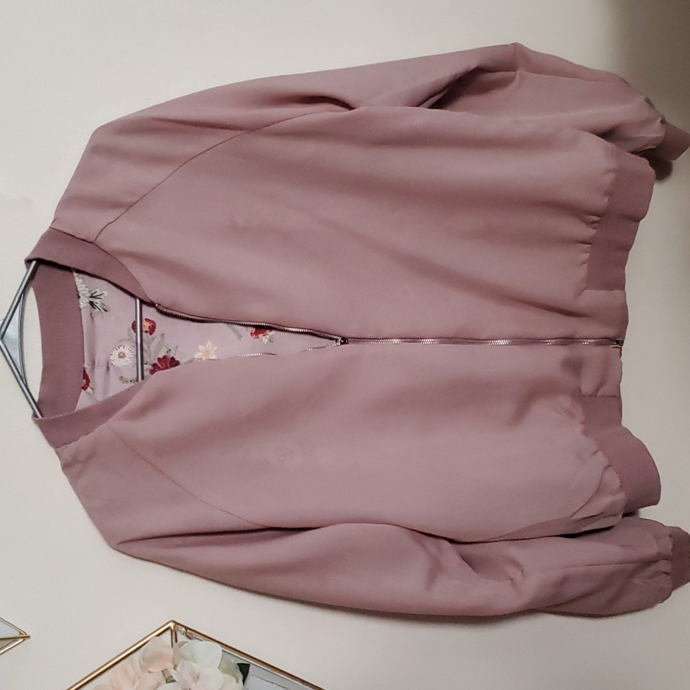 Truly 4 You Dusty Pink Floral Dress Jacket Womens Size Medium - Picture 8 of 11